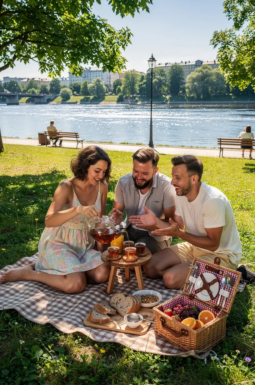 Arbatos puodelis su žolelių mišiniu ant medinio stalo, šalia atversta knyga apie sveiką gyvenimo būdą.